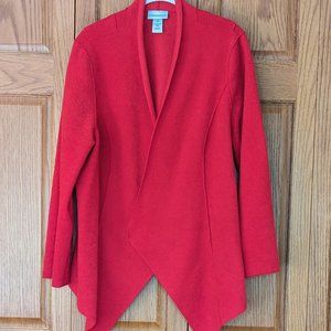 Catherine's Open Front Red Shacket Cardigan  Sz 1X